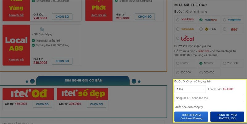 CÁC BƯỚC MUA THẺ CÀO CÁC BƯỚC MUA THẺ CÀO