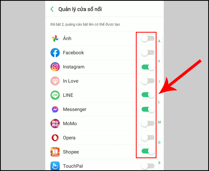 Bật ứng dụng bạn muốn thả nổi