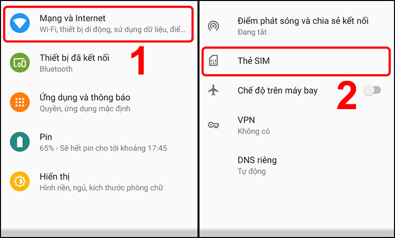 Tại Cài đặt, chọn Mạng và Internet
