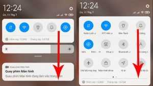 Vuốt màn hình xuống để mở thanh thông báo