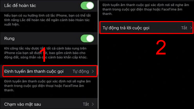 Chọn Tự động trả lời cuộc gọi