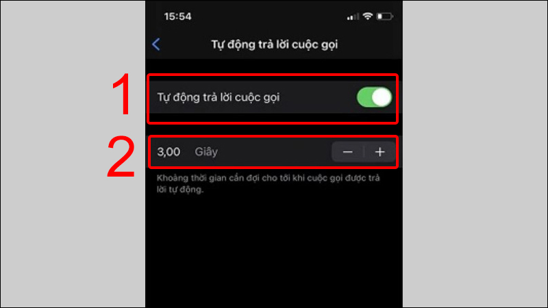 Kích hoạt nút gạt Tự động trả lời cuộc gọi