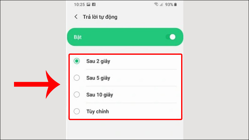 Bấm trực tiếp vào tính năng Trả lời tự động