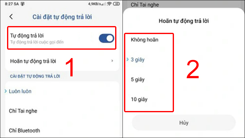 Chọn Tự động trả lời