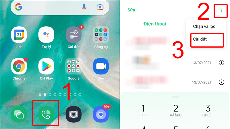 Chọn Cài đặt trong điện thoại