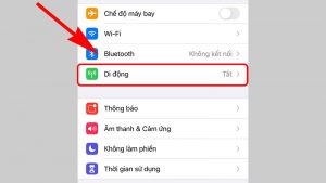 Chọn thanh Di động trong giao diện Cài đặt