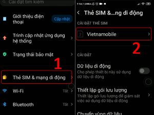 Vào cài đặt thẻ SIM