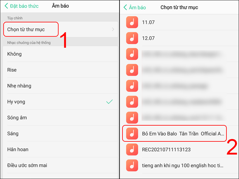 Nhấn vào Chọn từ thư mục và chọn nhạc chuông mà bạn muốn