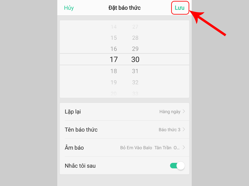 Chọn Lưu để lưu những thay đổi