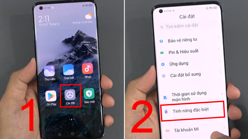 Vào cài đặt và chọn Tính năng đặc biệt