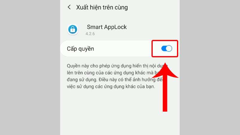 Bật Cấp quyền cho ứng dụng