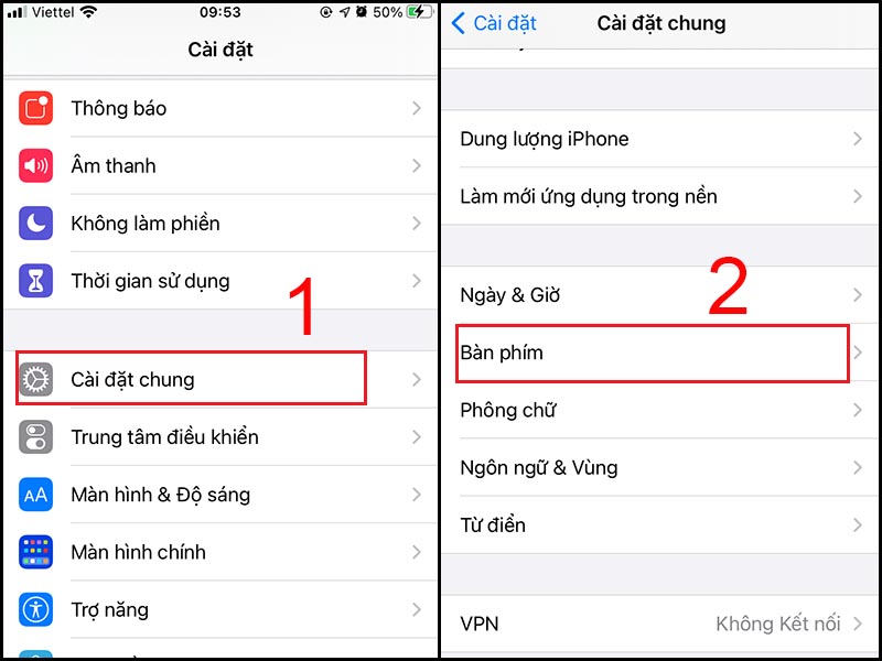 Vào cài đặt, chọn bàn phím