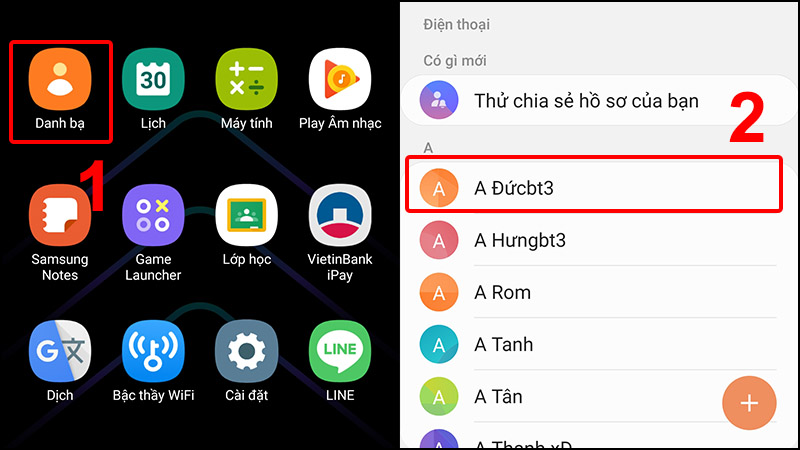 Vào Danh bạ và nhấn vào số liên lạc bạn muốn cài nhạc chuông riêng