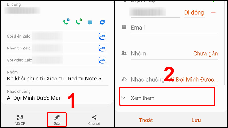 Nhấn vào Sửa và chọn Xem thêm