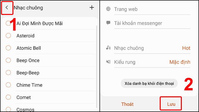 Nhấn trở về và Lưu để hoàn tất