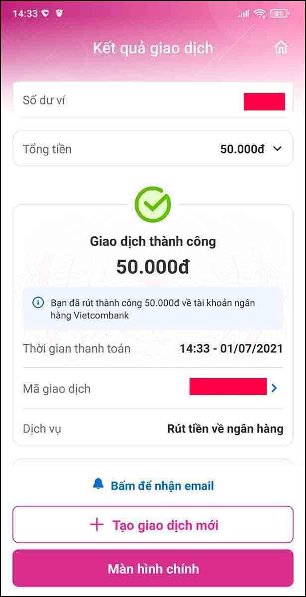 Chuyển tiền từ MoMo sang Vietcombank thành công. Chuyển tiền từ MoMo sang Vietcombank thành công.
