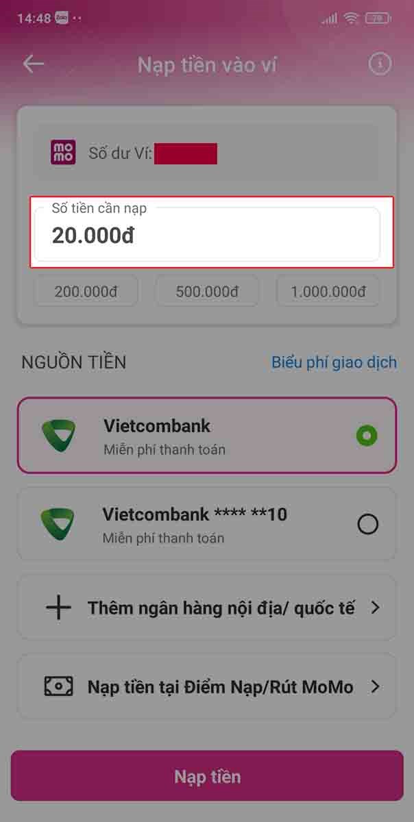 Bạn nhập số tiền cần nạp. Bạn nhập số tiền cần nạp.