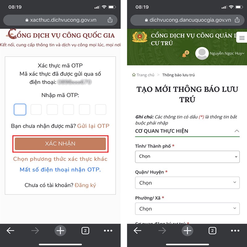 Cách đăng ký lưu trú trên điện thoại-2 Cách đăng ký lưu trú trên điện thoại-2