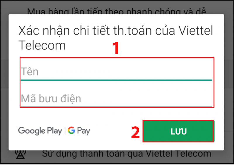 Điền đầy đủ thông tin yêu cầu