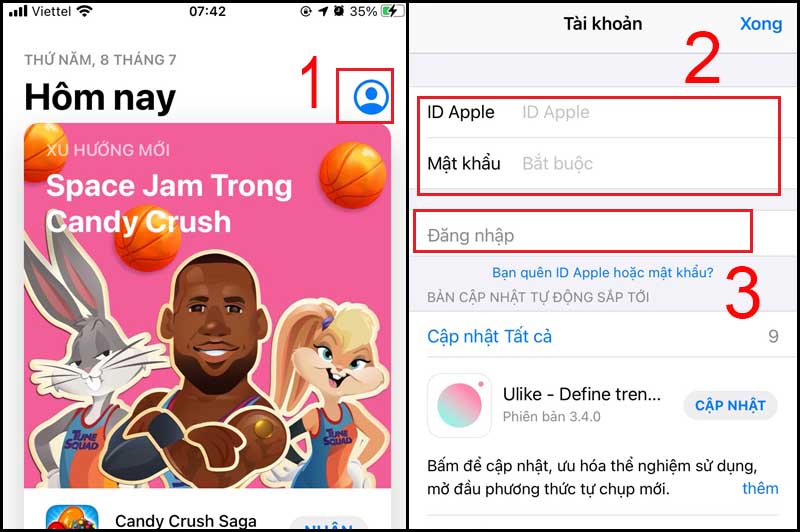 Đăng nhập bằng ứng dụng App Store