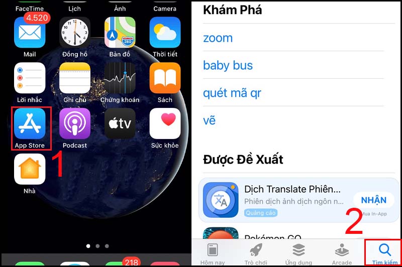 Mở App Store