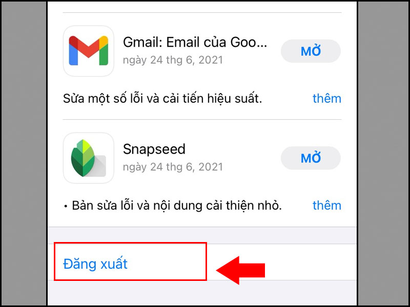 Đăng xuất tài khoản iTunes Store