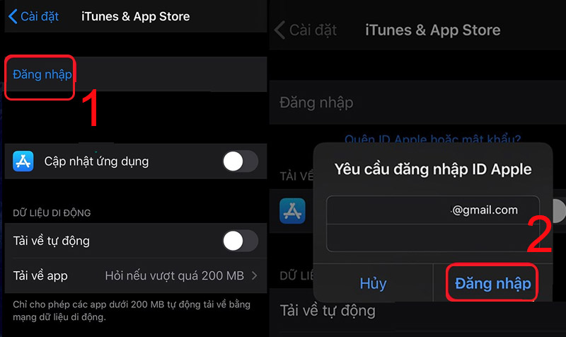 Đăng nhập vào tài khoản iTunes Store