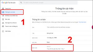 Chuyển xuống tab Thông tin cá nhân và nhấn chọn Mật khẩu
