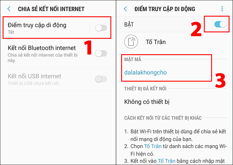 Chọn ô Mật mã để thay đổi mật khẩu