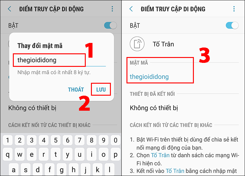 Kết quả mật khẩu đã được thay đổi