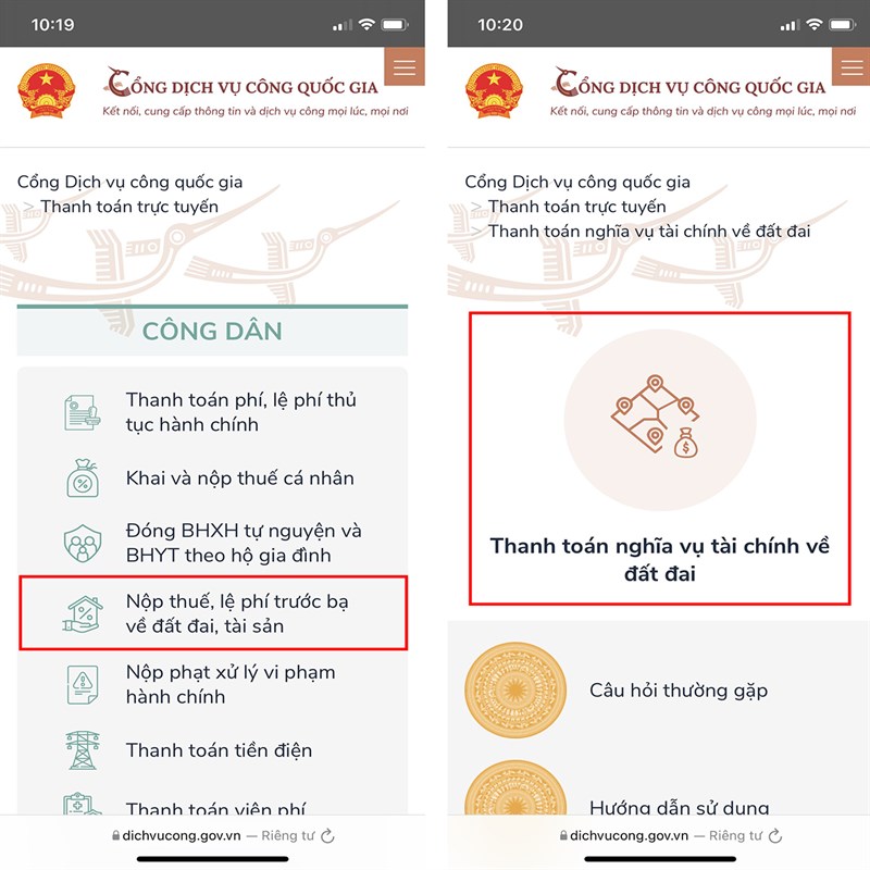 Cách đóng thuế đất online-2 Cách đóng thuế đất online-2