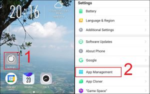 Chọn mục App Management trong ứng dụng Settings