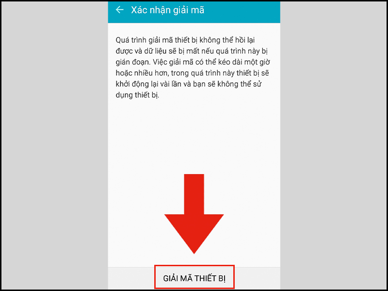 Tiến hành giải mã cho thiết bị