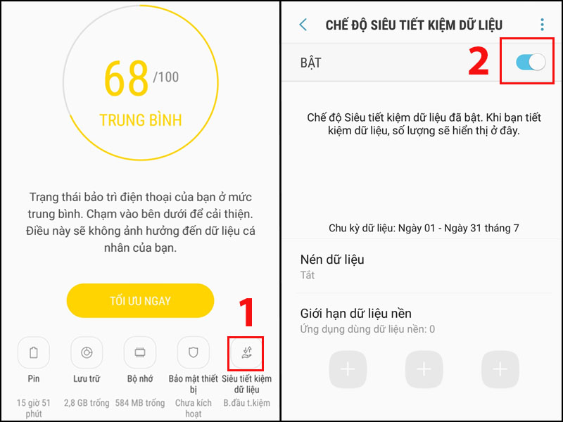 Chọn Siêu tiết kiệm dữ liệu cho điện thoại của bạn