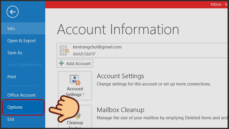 Chọn File và chọn Options Chọn File và chọn Options