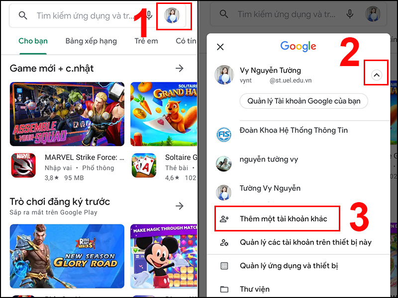 Chọn Thêm một tài khoản khác