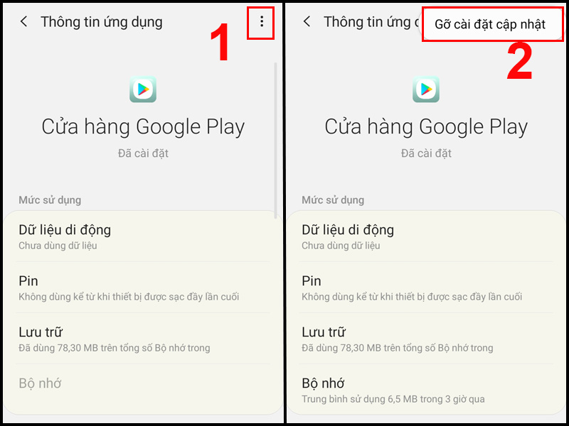 Chọn Gỡ cài đặt cập nhật