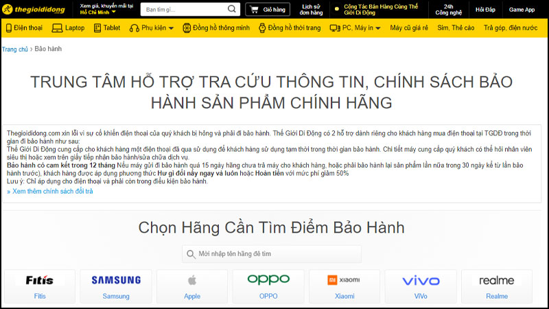 Dịch vụ bảo hành tại
