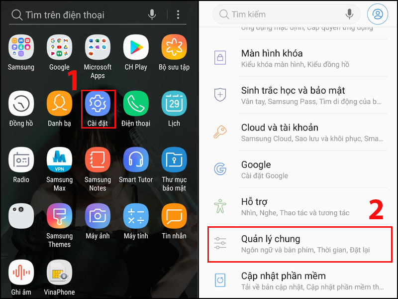 Chọn Quản lý chung