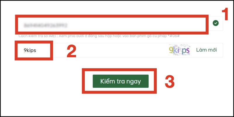 Nhập IMEI để kiểm tra bảo hành