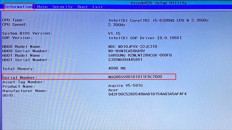 KIểm tra bằng BIOS
