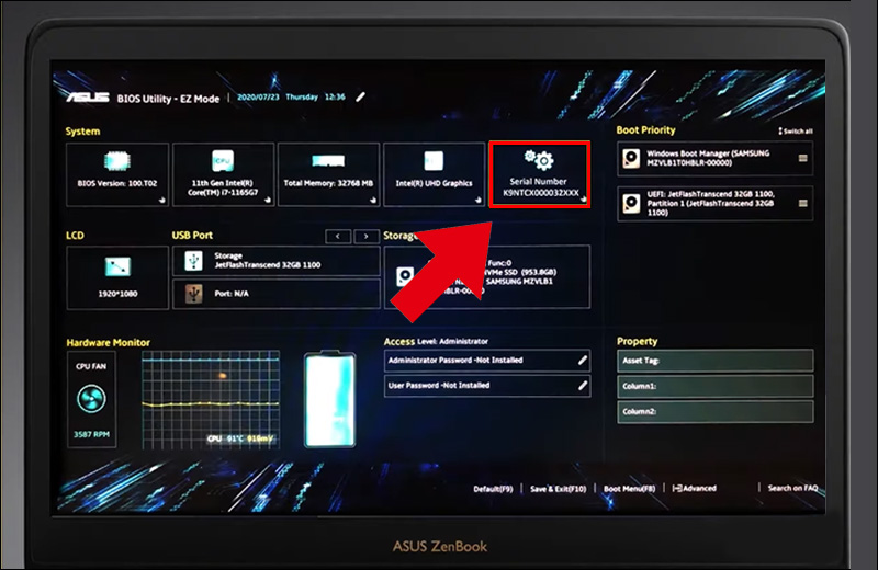 cach-kiem-tra-bao-hanh-laptop-asus-bang-imei-serial-number205 Số sê-ri hiển thị tại mục Serial Number