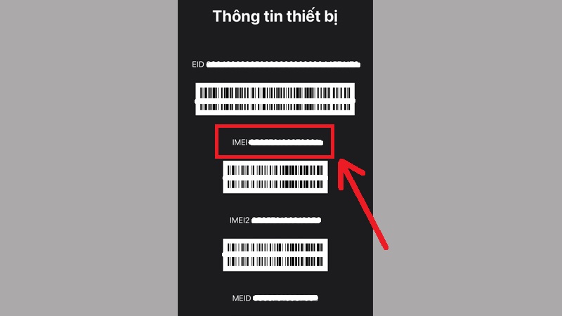 Copy đoạn số code MEID của iPhone và kiểm tra trên website của hãng
