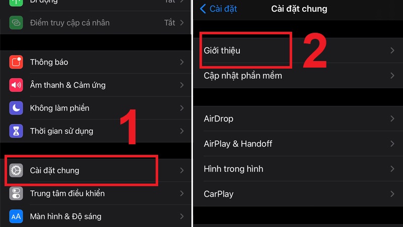 Truy cập mục Cài đặt chung trong Cài đặt rồi chọn Giới thiệu