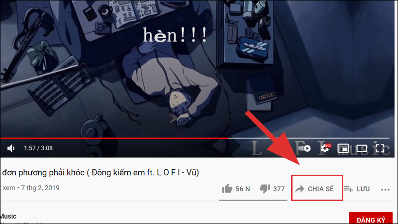 Mở YouTube, chọn video mà bạn muốn chèn vào web site