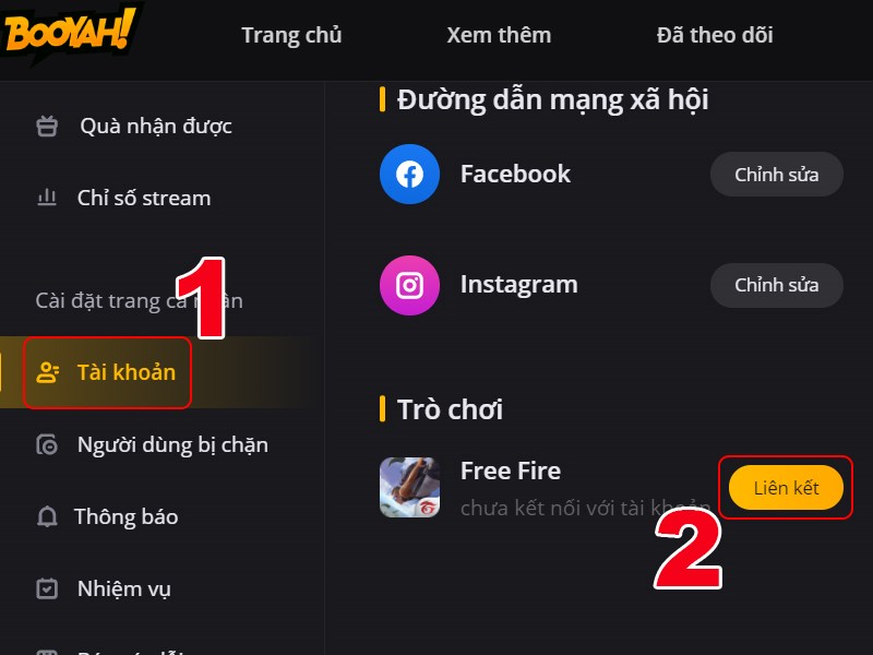 Nhấn Liên kết sau mục Free Fire Nhấn Liên kết sau mục Free Fire