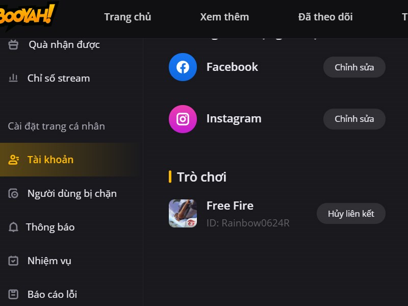 Liên kết Free Fire với BOOYAH! Live thành công Liên kết Free Fire với BOOYAH! Live thành công
