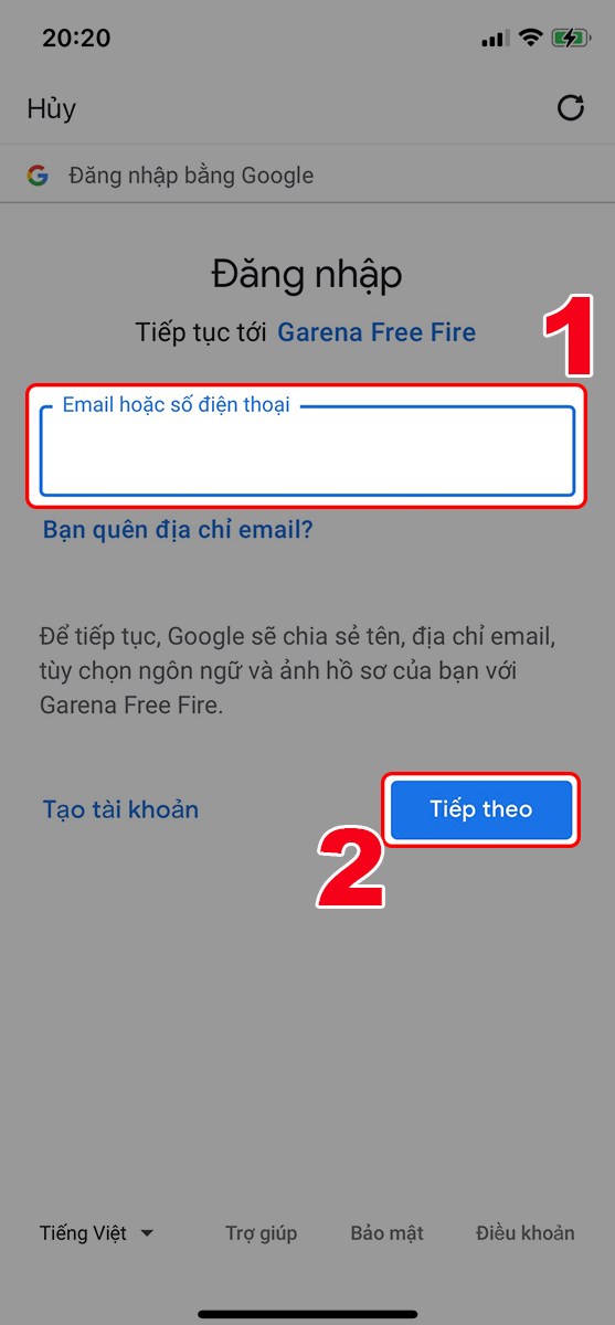 Nhập tên đăng nhập tài khoản Google Nhập tên đăng nhập tài khoản Google
