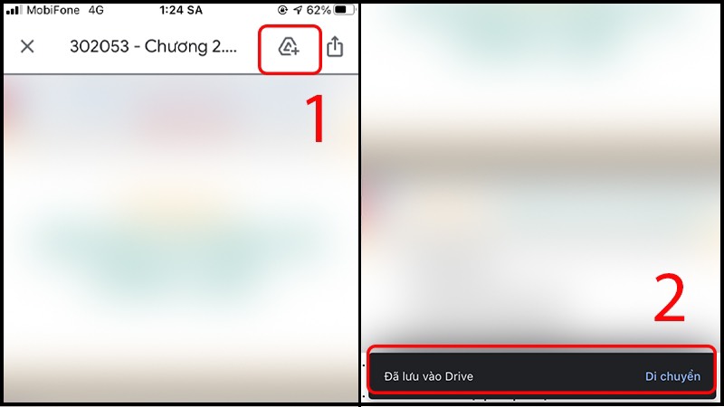 Khi file được lưu, bạn sẽ thấy thông báo Đã lưu vào Drive hiện trên màn hình