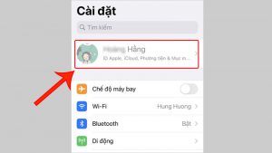Mục Quản lý cài đặt ID Apple và iCloud trên iPhone bị mờ đi